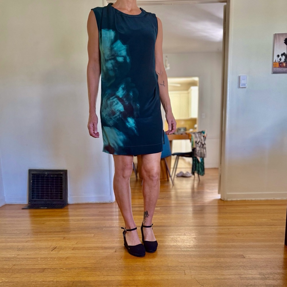 All Saints Teal and Black Mini Dress
